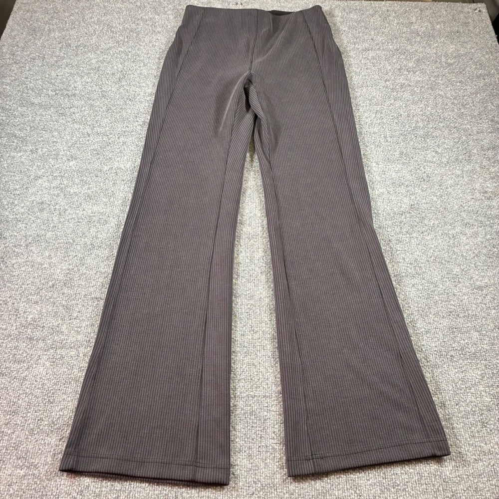 Lululemon Ribbed Softstreme Flared Pants Womens 8 Gray High Rise Stretch - Picture 1 of 11